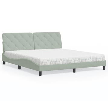 vidaXL Bed met matras fluweel lichtgrijs 180x200 cm, Eenpersoons, Verzenden, Nieuw, 80 cm