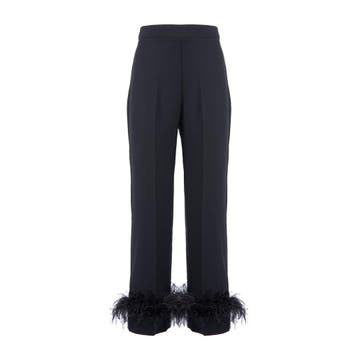 Nenette • zwarte pantalon met veren • 34 (IT40), Verzenden, Zwart, Maat 34 (XS) of kleiner, Nenette