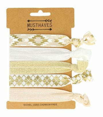 Haarelastieken - Hair Tie Armband - Wit Crème Goud – Set van, Nieuw