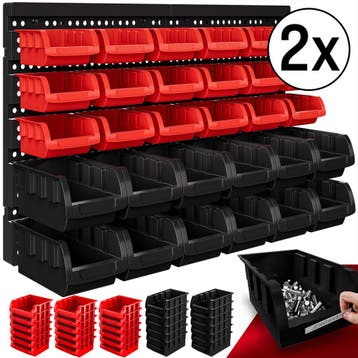 Gereedschapswand Set van 2 Zwart/Rood met elk 30 Stapeldozen, Verzenden, Nieuw