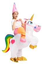KIMU® Opblaas Kostuum Kinderen Zittend Op Eenhoorn 80 86 92, Ophalen of Verzenden, Nieuw