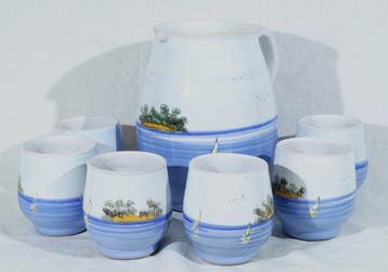 Zitgroep (7) - Creamware - Siciliaanse productie, Antiek en Kunst
