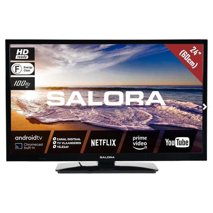 Salora 24 TV Travel LED Android Chromecast Wifi, Caravans en Kamperen, Kampeeraccessoires, Nieuw