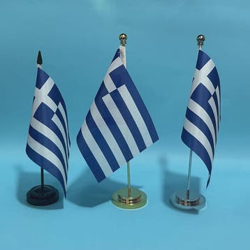 Griekse Vlag Bureau - 14x21cm Polyester Tafelvlag, Verzenden, Nieuw