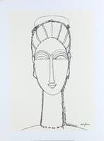 Amedeo Modigliani (after) - Female Face - Print on handmade
