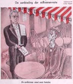 Spotprent over de miljoenen-nota in 1933 (lijst optie), Antiek en Kunst, Kunst | Litho's en Zeefdrukken, Verzenden