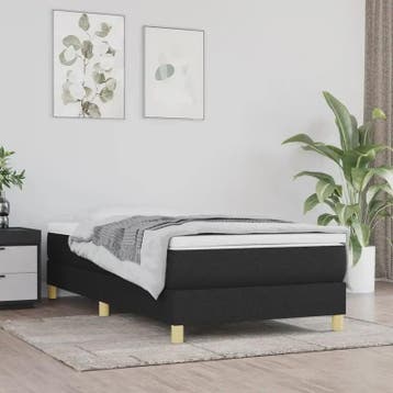 Zwart Stoffen Bedframe met Lattenbodem 90x200 cm - Stevig On, Verzenden, Nieuw