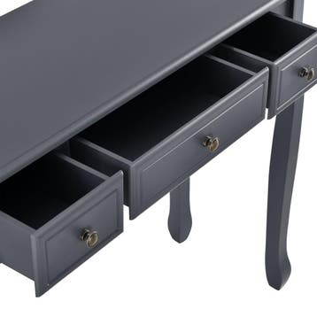 Console tafel sidetafel 3 lades landelijk 100x35x78 donkergr, Huis en Inrichting, Verzenden, Nieuw