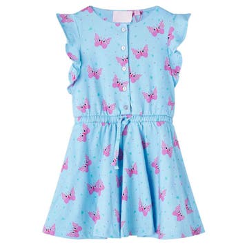vidaXL Kinderjurk met knopen zonder mouwen 104 blauw, Verzenden, Nieuw