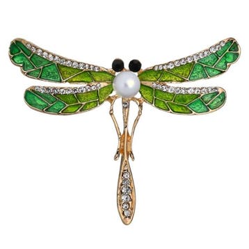 Fako Bijoux - Broche - Libelle Met Parel - 69x54mm - Groen, Verzenden, Nieuw