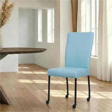 Leren eetkamerstoel Deal - Toledo Sky Blue (lichtblauw) -, Ophalen of Verzenden, Nieuw, Leer, Modern