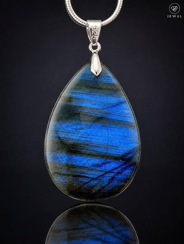 Labradoriet edelsteen ketting - 925 sterlingzilver -