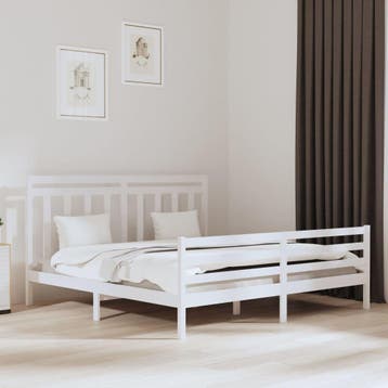 vidaXL Bedframe massief hout wit 200x200 cm, Verzenden, Wit, Overige maten, 200 cm