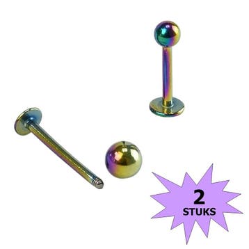 Fako Bijoux - Labret Piercing - 3mm - Multicolour - 2 Stuks, Verzenden, Nieuw