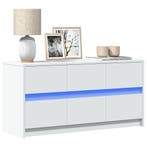 vidaXL Tv-meubel met LED 100x34x50 cm bewerkt hout wit, Verzenden, Nieuw, Overige houtsoorten