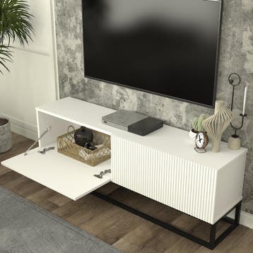 Tv-meubel Verpsboga lang frame 135x32x47 cm wit [en.casa], Verzenden, Nieuw