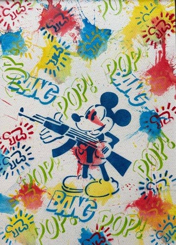 Koen Betjes (1992) - Mickey Mouse x Haring x Shoot (splash), Antiek en Kunst, Kunst | Designobjecten