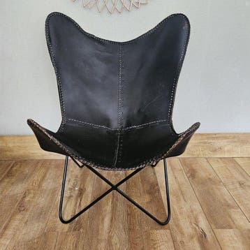 Stoel - Butterfly stoel (3107) - IJzer, Leder