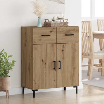 vidaXL Dressoir Artisan Eiken 69,5 x 34 x 90 cm Bewerkt hout, Verzenden, Nieuw, Overige houtsoorten, Minder dan 50 cm