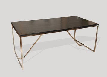 Tafel - Hout, Smeedijzer - Tafel met een handgelaste ijzeren, Antiek en Kunst