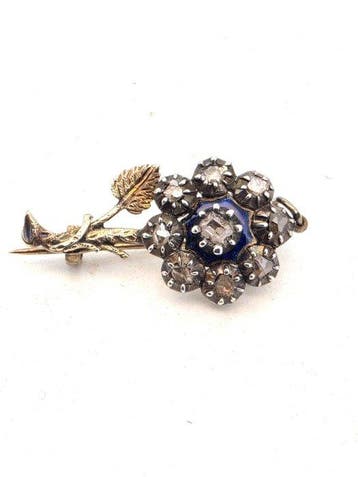 Broche - 14 karaat Geel goud - diamanten van 2,8×1,5 cm
