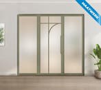 Enkele stalen taatsdeur met glaspaneel Olijfgroen 5 Vlaks ro, Nieuw, Metaal, Overige typen