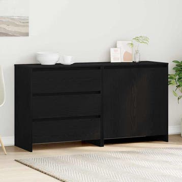 vidaXL Dressoir 2 st Zwart 70 x 41 x 75 cm Bewerkt hout, Verzenden, Nieuw, Overige houtsoorten, Minder dan 50 cm