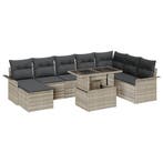 vidaXL Tuin Sofa Set met kussen met opslag 9 pcs Lichtgrijs, Verzenden, Nieuw, Rotan, Meer dan 8 zitplaatsen
