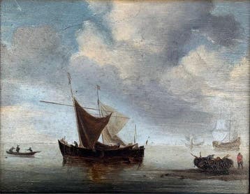 Nederlandse school (XIX) - Fishing Boats Setting Sail, Antiek en Kunst