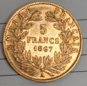 Frankrijk. Napoléon III. 5 Francs 1867-A, Paris