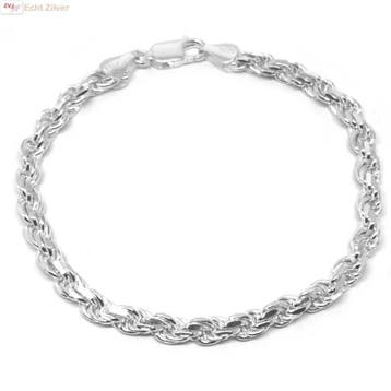 Zilveren rope schakel armband 5 mm breed, Verzenden, Nieuw, Zilver