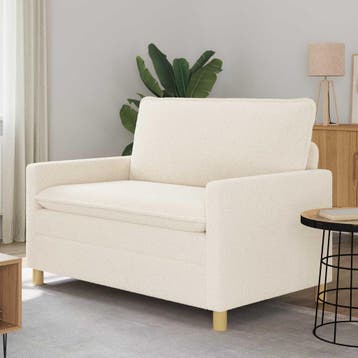 vidaXL Bank 2-zits Crèmekleurig 126 x 81 x 87,5 cm Stof, Huis en Inrichting, Verzenden, Minder dan 150 cm, Stof, Nieuw