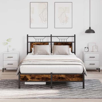 vidaXL Bedframe zonder matras hout gerookt eikenkleurig, Bruin, Verzenden, Nieuw, 190 cm of minder