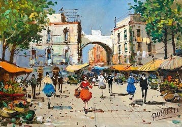 Giacobetti (XX) - Mercato a Porta Capuana Napoli