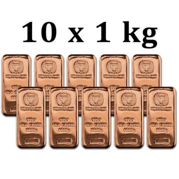 10 kilograms - Koper .999 - 10 x 1 Kilo 999.9 Fine Copper