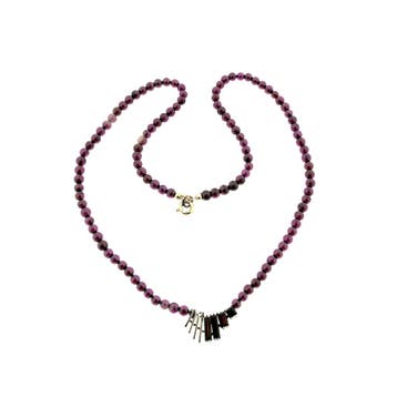 Glaskralen collier met gouden hanger (Ketting), Ophalen of Verzenden, Gebruikt, Goud, Goud