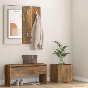 vidaXL Garderobe set bewerkt hout gerookt eikenkleurig, Verzenden, Nieuw