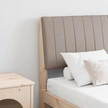 vidaXL Gestoffeerd hoofdbord Taupe 135 cm Massief grenenhout, Verzenden, Nieuw, Bruin, Hout