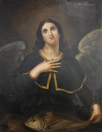Spaanse school (XVIII) - San Rafael Arcángel - NO RESERVE, Antiek en Kunst