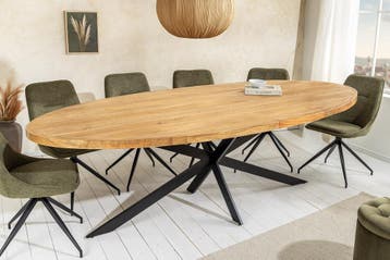 Massieve eettafel GALAXIE 240cm bruin mangohout ovaal zwart, Ophalen of Verzenden, Nieuw