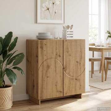 vidaXL Dressoir Artisanaal eiken 67 x 34,5 x 75 cm Bewerkt, Verzenden, Nieuw, 50 tot 100 cm, 25 tot 50 cm