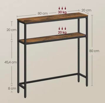 Consoletafel Landelijk Design met 2 planken – 80x20cm breed, Antiek en Kunst, Verzenden