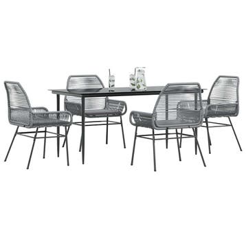 vidaXL 5-delige Tuinset met kussens poly rattan glas grijs, Tuin en Terras, Tuinsets en Loungesets, Verzenden, Nieuw, 4 zitplaatsen