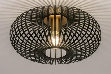 Rietveld Plafondlampen - Zwart, Goud - Metaal, Verzenden, Nieuw