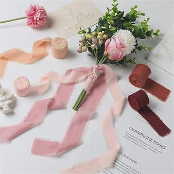 Handgemaakte Satijn Chiffon Lint Set - 3 Rollen van 5m met R, Verzenden, Nieuw