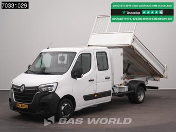 Renault Master 130PK Dubbel Cabine Kipper met Kist Dubbelluc, Stof, Gebruikt, Euro 6, Renault