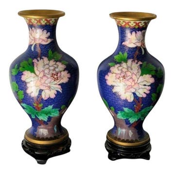 Vaas - cloisonné - China - Paar vazen (Zonder minimumprijs)