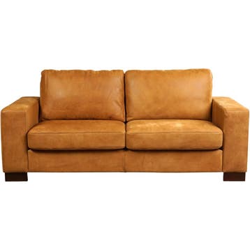 Leren bank Enjoy - 2,5 zits - Kenia Cognac (cognac) - Poten, Huis en Inrichting, Nieuw, Ophalen of Verzenden, Rechte bank, Modern