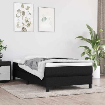 vidaXL Boxspring bed 90x200 cm stof zwart, 90 cm, Eenpersoons, Verzenden, Zwart