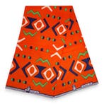 Afrikaanse stof - Oranje Bogolan - 100% katoen - 1 yard, Hobby en Vrije tijd, Stoffen en Lappen, Ophalen of Verzenden, Nieuw